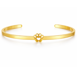 Bracelet ouvert délicat en acier inoxydable Jietao, anti-ternissement, avec empreinte de patte, gravure personnalisée disponible, bijoux à empreinte de patte pour les amoureux des animaux - Product Image 1