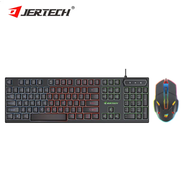 JERTECH KM180 गेमिंग कॉम्बो कीबोर्ड और माउस प्रकाश का नेतृत्व किया