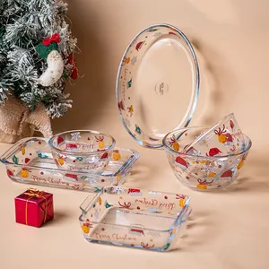 2022 nuovo piatto per la cena di natale Vajilla Navidad Platos insalatiere in vetro borosilicato piatti da forno