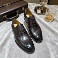 Chaussures Derby de luxe pour hommes, en cuir marron fini à la main, chaussures formelles à lacets, chaussures de bureau élégantes, chaussures d'affaires