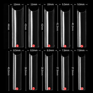 Media cubierta acrílica francesa, 500 unidades, <span class=keywords><strong>Xxl</strong></span> C, puntas curvas, recta, transparente, larga, cónica, cuadrada - Product Image 6