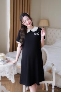 Robe de maternité anti-rétrécissement de haute qualité tissu doux et confortable absorbant la sueur bonne capacité d'absorption pour une utilisation estivale-Vietnam V1092 - Product Image 3