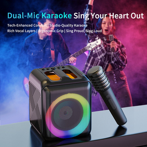 Party <b>Speaker</b> <b>with</b> RGB Flashing Lighting Strong Subwoofer Karaoke Machine <b>with</b> <b>Microphones</b> Family Kids Gifts - Product Image 5