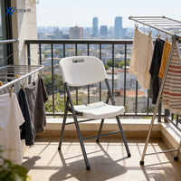 Chaises pliantes de luxe en plastique PP blanc avec cadre métallique, empilables, pour extérieur, jardin, mariage, événements, salle à manger