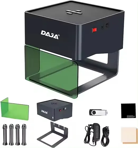 Mesin Desktop CNC DIY DAJA DJ6 Mini portabel Bluetooth koneksi dari cap karet pemotong pohon ukir mesin pemotong Laser