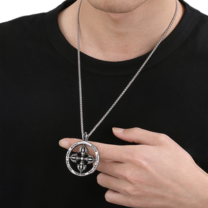 <span class=keywords><strong>Collier</strong></span> pendentif croix Vajra en acier titane, style streetwear, chaîne épaisse pour pull, pour hommes, bijoux de mode unisexe - Product Image 1