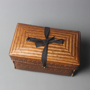 <b>Bamboo</b> Hand Woven Storage Basket Rectangle Kitchen Tea Set Organizer Craft Box - Product Image 1