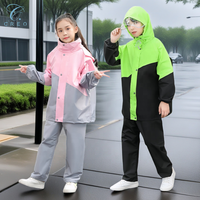 Imperméable réfléchissant tendance pour enfants, ensemble veste et pantalon imperméables en nylon avec compartiment pour sac à dos