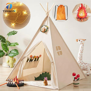 Tienda blanca de juegos <span class=keywords><strong>para</strong></span> niños, tipi indio <span class=keywords><strong>para</strong></span> niños, tiendas de lona de algodón, tienda tipi de una ventana <span class=keywords><strong>para</strong></span> interiores <span class=keywords><strong>para</strong></span> niños - Product Image 1