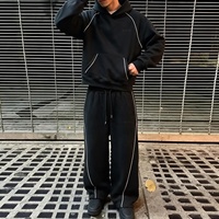 Ensemble survêtement homme SEMETAL Streetwear réfléchissant, pantalon baggy et sweat à capuche, en coton épais personnalisé, coupe oversize, vierge