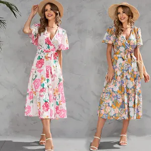 2023 Ready made clothes women plus size fashion summer elegant custom casual floral dresses