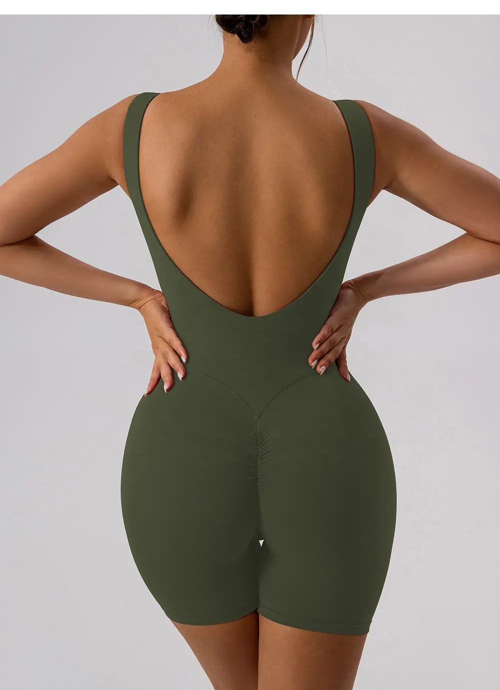 OEM Custom Quick Dry Women Slimming Backless Elastic Compression Bodysuit Running Yoga Romper Casual One Piece Jumpsuits
