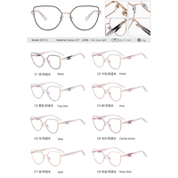 MS 82214 Lunettes œil de chat à la mode pour femmes avec lentille AC Motif imprimé Cadre optique Acier inoxydable Matériau PC
