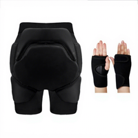 Shorts de protection rembourrés pour les hanches, genouillères et protège-poignets avec sangles réglables - Protection professionnelle pour le ski et le patinage (Spandex)