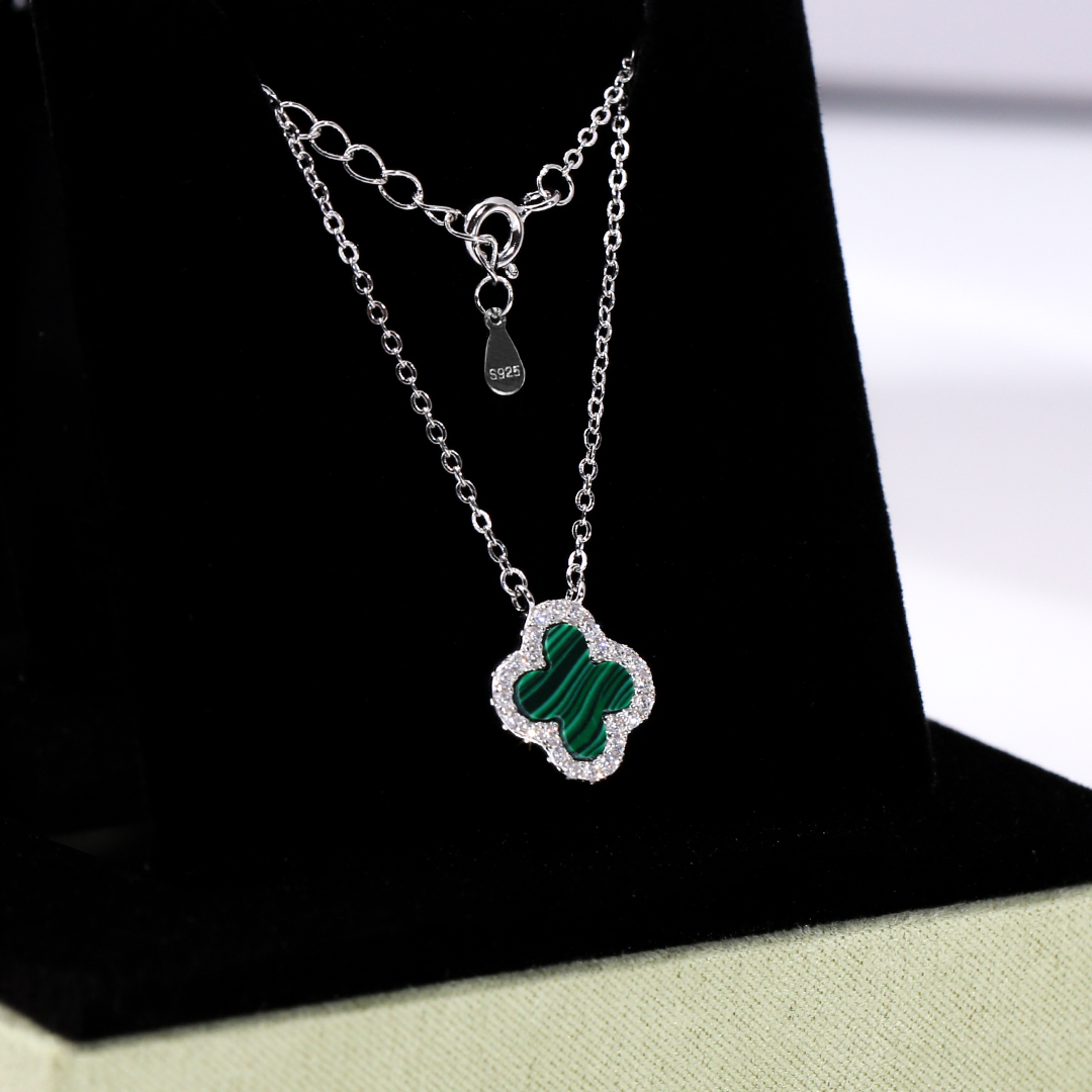 Necklace-Silver-Green