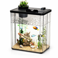 Petit aquarium de bureau en plastique transparent, écologique, ultra-silencieux, à économie d'énergie, avec boîte d'alimentation et éclairage paysager