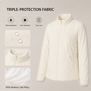 Chaqueta Acolchada de Algodón con Relleno de Seda para Mujer, Manga Larga, Tecnología 3-Proof, Ropa Exterior Cálida, Logotipo Personalizado, Abrigo Ligero y Suave de Primera Calidad - Product Image 2
