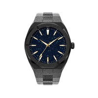 Montre à quartz pour hommes givrée logo personnalisé or rose 5ATM étanche style PR avec cadran anti-poussière étoile