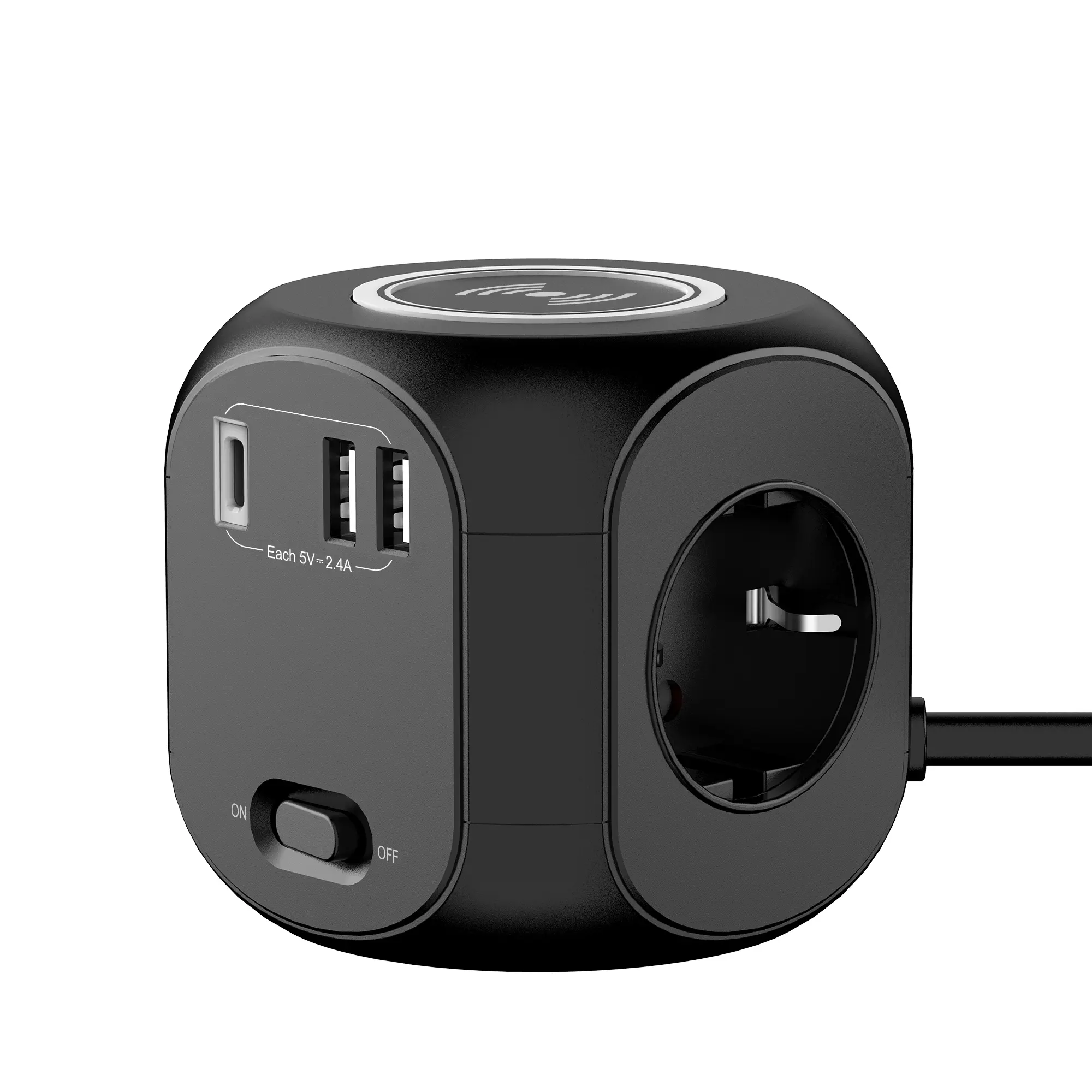 2024 Ouliyo Power Strips Cube Eu bianco e nero 1.8m cavo di alimentazione con caricatore Wireless