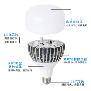 Bombilla LED de Alta Potencia E27 50W 100W 150W 200W, Iluminación Industrial, Lámpara de Ahorro de Energía - Product Image 2