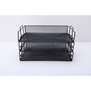 Metal <b>File</b> Holder 3 Tier Black Mesh Office Storage Rack Document <b>Organizer</b> Letter Holder Stationery Supply - Product Image 4