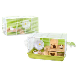 Lussuosa gabbia per criceti a due piani con modello di orso dorato solido 47 piccola Base con chiusura elegante in plastica per animali domestici Villa castello - Product Image 5