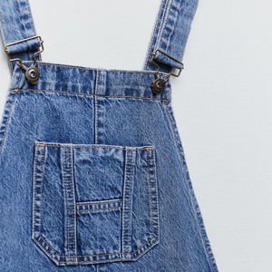 Tuta di Jeans da donna elegante a vita alta con salopette di Jeans blu pallido di Design di moda di vendita calda di estate personalizzata - Product Image 6