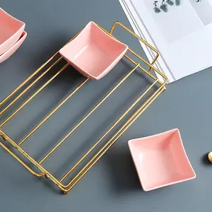 Sıcak satış sırlı seramik aperatif kasesi seti mutfak dekorasyon gıda fındık şeker servis Tapas tabağı ile standı