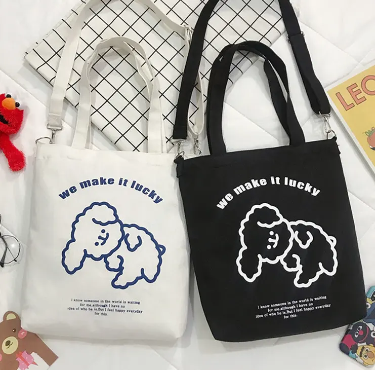 Custom logo shopping beach fitness inspirational gift reusable women's canvas aesthetic tote bags