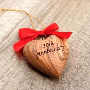 Wholesale Personalized <b>Hanging</b> Shaped Olive Wood 3D Wooden <b>Heart</b> Christmas Ornament for Anniversary Gifts - Product Image 1