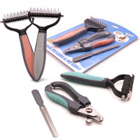 Kit de toilettage pour animaux de compagnie, brosse démêlante pour chien et chat, coupe-ongles avec lime, brosse anti-peluches et coupe-ongles pour animaux de compagnie