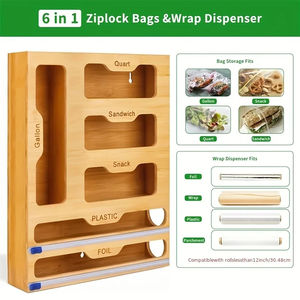 2026 Scatola portaoggetti in legno di bambù per pellicola trasparente, sacchetti ziplock e fogli di alluminio da cucina, Dropshipping - Product Image 5