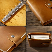 Organisateur de bagues en cuir de vachette véritable de taille A8 5 trous argent rétro avec mini cahier 15 MM pour cadeaux