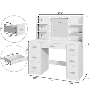 7 ngăn kéo hộp căn hộ NỘI THẤT PHÒNG NGỦ đa chức năng nhà máy bán buôn tùy chỉnh bảng <span class=keywords><strong>melamine</strong></span> bàn trang điểm - Product Image 3