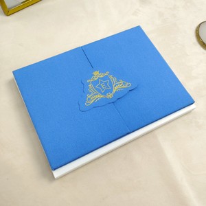 Invitaciones de Boda de Terciopelo Azul Cielo, Juego de Tarjetas de Invitación Acrílicas con Lámina Dorada, Monograma Personalizado, Páginas Interiores Editables, Diseño Único para Matrimonio - Product Image 5
