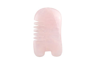 Pettine Gua Sha in Quarzo Rosa, Massaggiatore Naturale in Cristallo per Viso e Cuoio Capelluto, per Crescita dei Capelli e Sollievo dal <span class=keywords><strong>Mal</strong></span> <span class=keywords><strong>di</strong></span> <span class=keywords><strong>Testa</strong></span> - Product Image 2