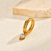 Bague pour femme en acier inoxydable à double anneau avec zircon blanc, bijou de mode doré
