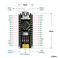 Module Nano Board avec microcontrôleur 328P et puce CH340 Nano V3.0 pour Arduino Atmega 328p