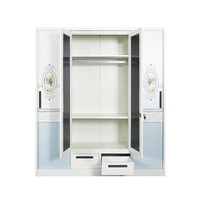 Armoire de peinture en métal Almirah en acier à 4 portes personnalisée Armoire de rangement détachable Penderie peinte Placards pour chambre à coucher Maison