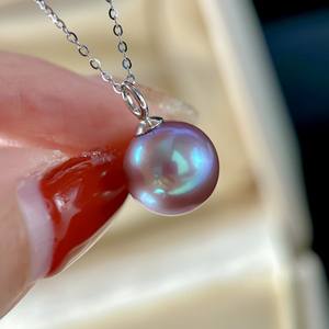 Collar Daifei Simple y Versátil con Colgante de Perla Redonda de Agua Dulce de 10 mm, Blanco Frío, con Ligeros Imperfecciones - Product Image 3