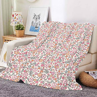 Selimut Fleece Super Lembut Retro Boho Motif Bunga Floral Custom untuk Rumah, Tempat Tidur, Sofa, Kantor, Tidur Siang, Piknik, dan Perjalanan