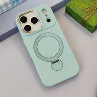 Venta al por mayor de fábrica: Funda de silicona con soporte giratorio 360 grados y marco metálico esmerilado para iPhone 17, 16, 15 Pro Max, Plus, Mini