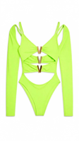 Costume Monokini Neon a Maniche Lunghe con Cut-out, Personalizzabile OEM, per Carnevale, Trinidad Monday Wear, Jouvert, Miami, Fornitore di Costumi da Bagno Private Label