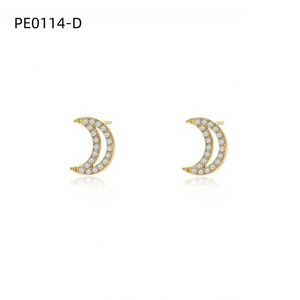 Amy Amy Moon Shape Zirconia <b>Stud</b> Earrings <b>Silver</b> Plated For Women Fashion Jewelry Gift - Product Image 2