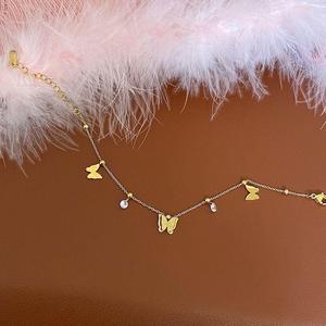 <span class=keywords><strong>Bracelet</strong></span> de <span class=keywords><strong>cheville</strong></span> en acier inoxydable avec pendentif papillon plaqué or zircon simple à personnaliser - Product Image 4