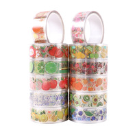 Lot de 12 rouleaux de ruban Washi décoratif aux fruits mignons pour la journalisation, le scrapbooking, les planificateurs, la décoration et l'artisanat.