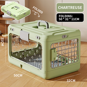 กระเป๋าเดินทางสำหรับสัตว์เลี้ยงแบบพับได้ น้ำหนักเบา มีหน้าต่าง สำหรับสุนัขและแมวขนาดเล็กถึงกลาง  วัสดุ PP หนาพิเศษ ระบายอากาศได้ดี - Product Image 4