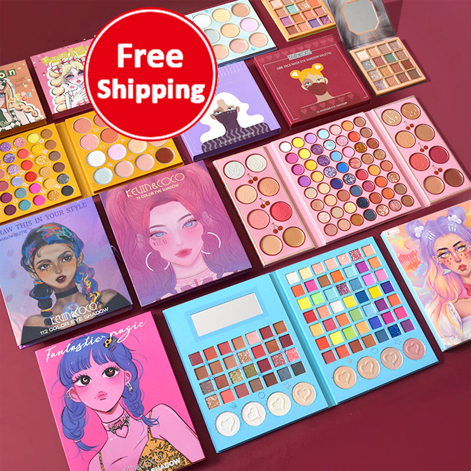 Бесплатная доставка, дешевые разноцветные косметические тени для век, Палетка теней для век с блеском, пигментированные мерцающие тени для век