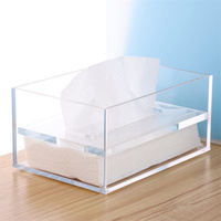 Couvercle de boîte à mouchoirs rectangulaire en acrylique Porte-mouchoirs transparent Distributeur de serviettes Séchoir magnétique facial Boîte à feuilles pour le bureau et la maison