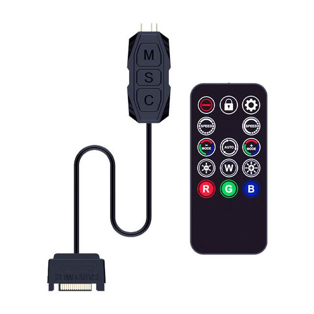 Mini ARGB PC Fan Controller Kit One-to-One Matching Function Case Fan PC Rainbow LED Strip 3Pin SATA Power 5V Hub